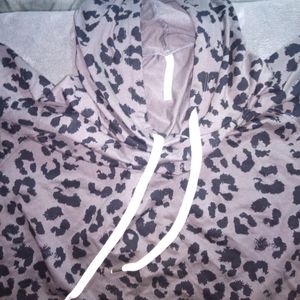 Plus size 3x Hooded sporty summer dress knee length cute leopard and green